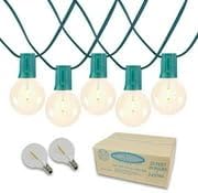Novelty Lights 25 Feet G40 LED Patio String Light Set with 25 Bulbs, Warm White, Weather Resistant and Shatterproof Replaceable Plastic Globe Bulbs, Green Wire