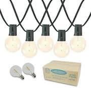 Novelty Lights 25 Feet G40 LED Patio String Light Set with 25 Bulbs, Warm White, Weather Resistant and Shatterproof Replaceable Plastic Globe Bulbs, Black Wire
