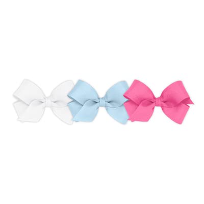 Wee Ones Girls' 3 Classic Grosgrain Hair Bows, Mini, Assorted