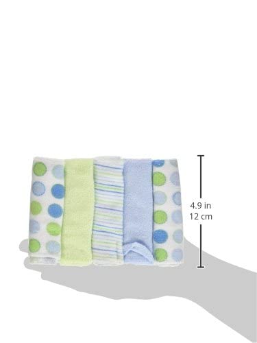 Spasilk Washcloth Wipes Set For Newborn Boys And Girls, Soft Terry Washcloth Set-Pack Of 20, Blue Dot