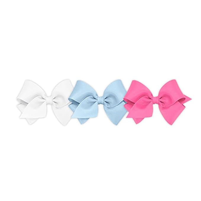 Wee Ones Girls' 3 Classic Grosgrain Hair Bows, Small, Assorted