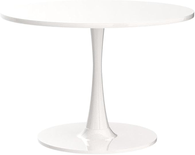DKLGG White Round Dining Table, 31.5" Tulip Kitchen Dining Table for 2-4 People with MDF Table Top & Pedestal Base, Modern Minimalist Design