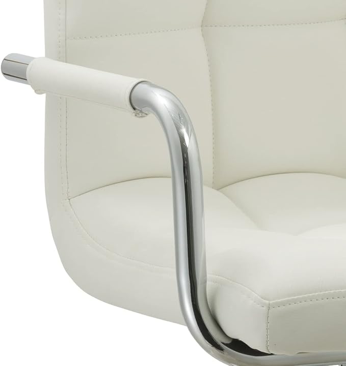 AC Pacific Contemporary Adjustable Swivel Kitchen Bar Stool Chair with Cushion and Armrest, 24"-33", White ACBS15 Daisy White Square