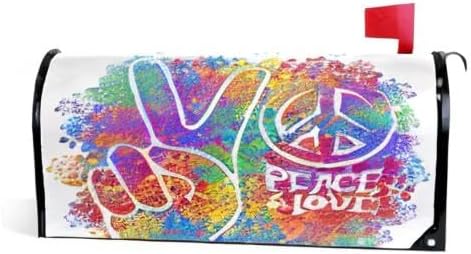 ALAZA Retro Hippie Symbol Love Peace Magnetic Mailbox Cover MailWraps Garden Yard Home Decor for Outside Oversized-25.5" x20.8"