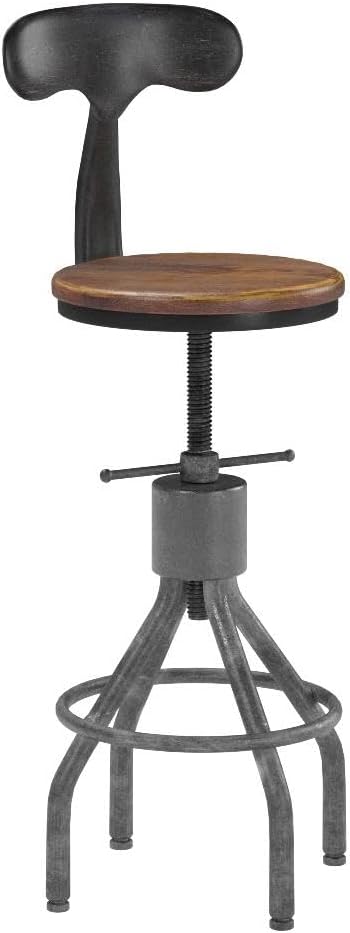 Set of 2 Vintage Bar Stool- Industrial Swivel Kitchen Dining Chair-Counter Height 23-33"-with Backrest