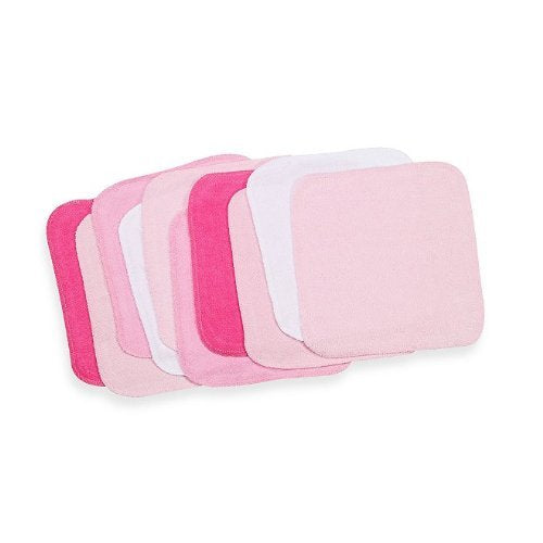 Spasilk Washcloth Wipes Set for Newborn Boys and Girls, Soft Terry Washcloth Set, Pack of 20, Pink