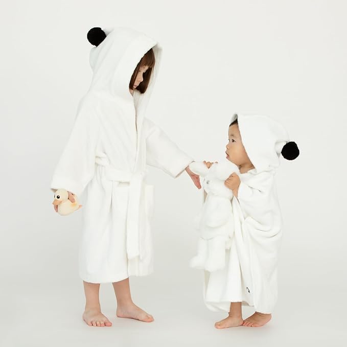 Konny Kids Bathrobes, Hooded Towel, Oeko-TEX Certified Bathrobes, Ultra Soft, Quick-Dry Washcloth for 3-5Y Baby Boys & Girls