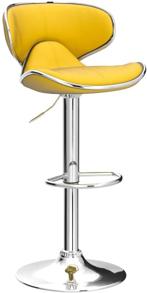 Roundhill Furniture Masaccio Velvet Upholstered Adjustable Swivel Barstool, Set of 2, Yellow
