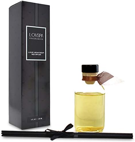 LOVSPA Reed Diffuser Set, Baltic Amber Scented Oil Diffuser with Sticks, Home Fragrance Accessories for Bathroom Shelf Decor, Aroma Diffusers for Home or Office Fall Decor, USA Made