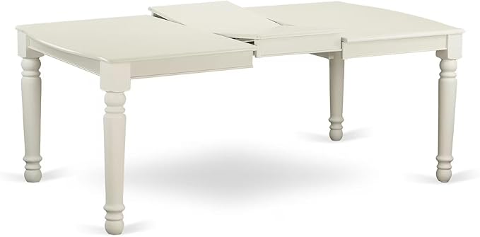 East West Furniture DONO5-LWH-W 5 Piece Dining Set Includes a Rectangle Dining Room Table with Butterfly Leaf and 4 Wood Seat Chairs, 42x78 Inch, Linen White