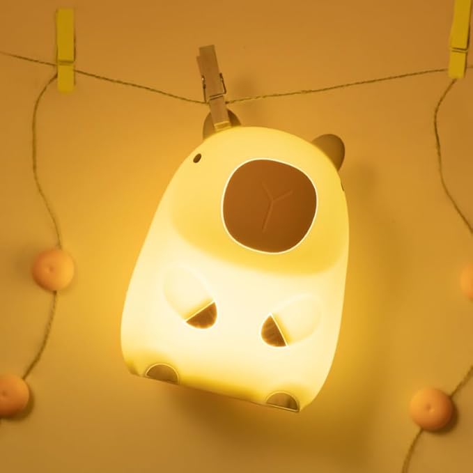 Cute Capybara Night Light, LED Squishy Night Lamp, 2 Levels Dimmable Nursery Nightlight, Rechargeable Touch Lamp, Dorm Decor, Funny Gifts (Normal)
