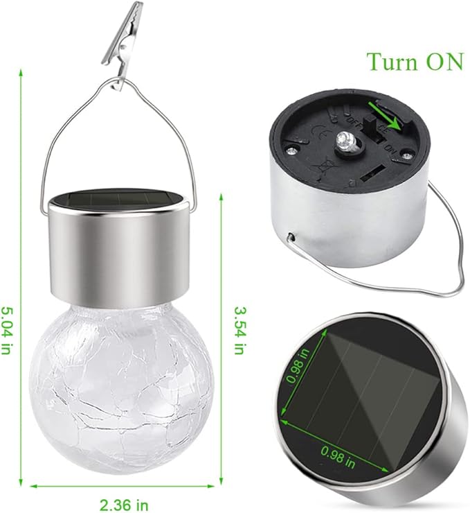 Hanging Solar Powered Warm White LED Light, Cracked Glass Ball Light, Waterproof Outdoor Christmas Decorative Lantern for Garden, Yard, Patio, Lawn (Single Color, 12)