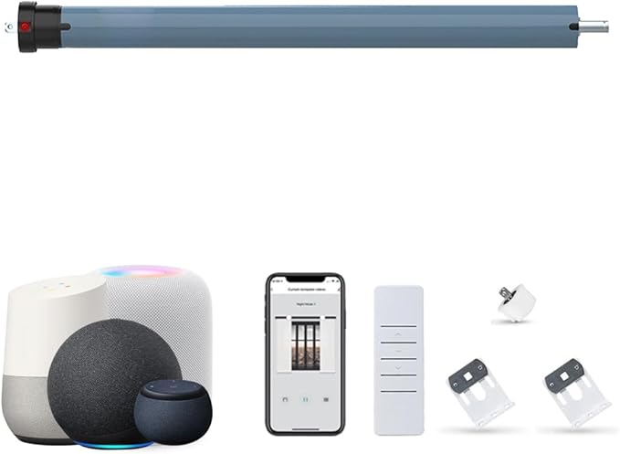 Matter Over WiFi Smart Roller Shade Motor, Wired Electric Blind Motor, 10N.m etrofit Kit, Compatible with Apple HomeKit, Alexa, Google Home and SmartThings (Φ50mm (2") Round Tube)