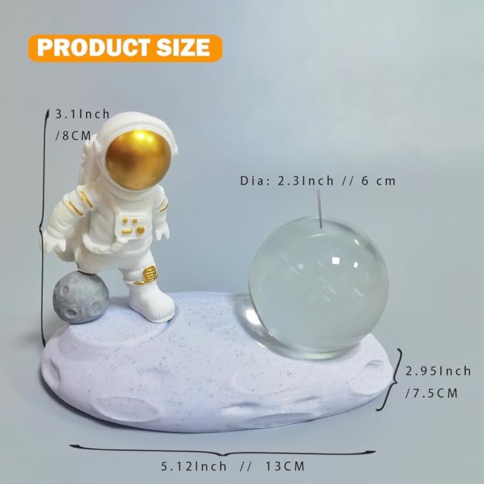 3D Astronaut Crystal Ball Night Light, 3D Inner Carved Crystal Ball Night Lamp, Glowing Crystal Ball with LED Light Base, Color Changing Light & Kids Birthday Gift (Blue, Saturn)