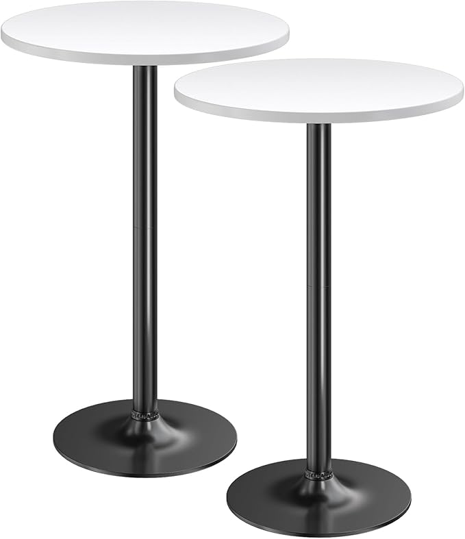 Homall Round Dining Table Bistro Pub 23.8 x 39.5 Inches Bar Table for Kitchen, Dining Room (2, White-Black)