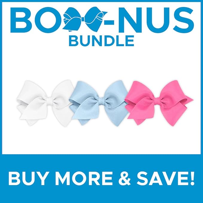 Wee Ones Girls' 3 Classic Grosgrain Hair Bows, Small, Assorted