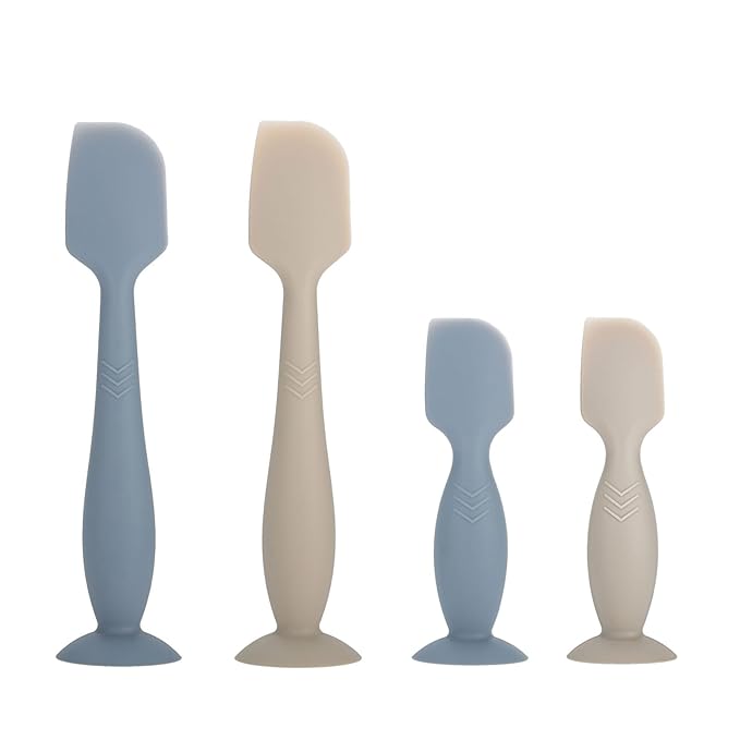 Baby Diaper Cream Spatula Applicator, 4 Pack Butt Paste Spatula Diaper Cream Brush for Newborn Baby, 2 Large and 2 Mini Sizes (Dark blue, gray)