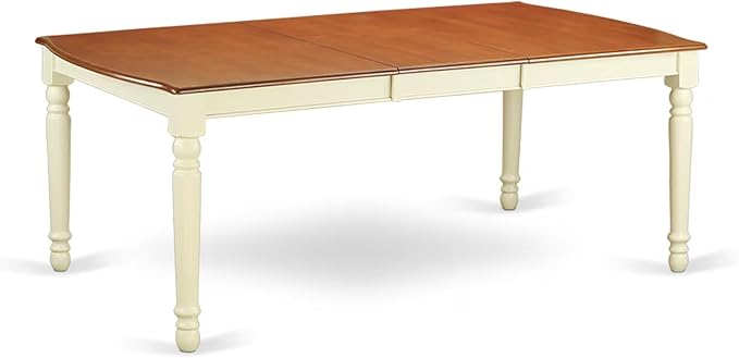 East West Furniture DOCL9-BMK-W 9 Piece Dining Table Set Includes a Rectangle Dining Room Table with Butterfly Leaf and 8 Wood Seat Chairs, 42x78 Inch, Buttermilk & Cherry