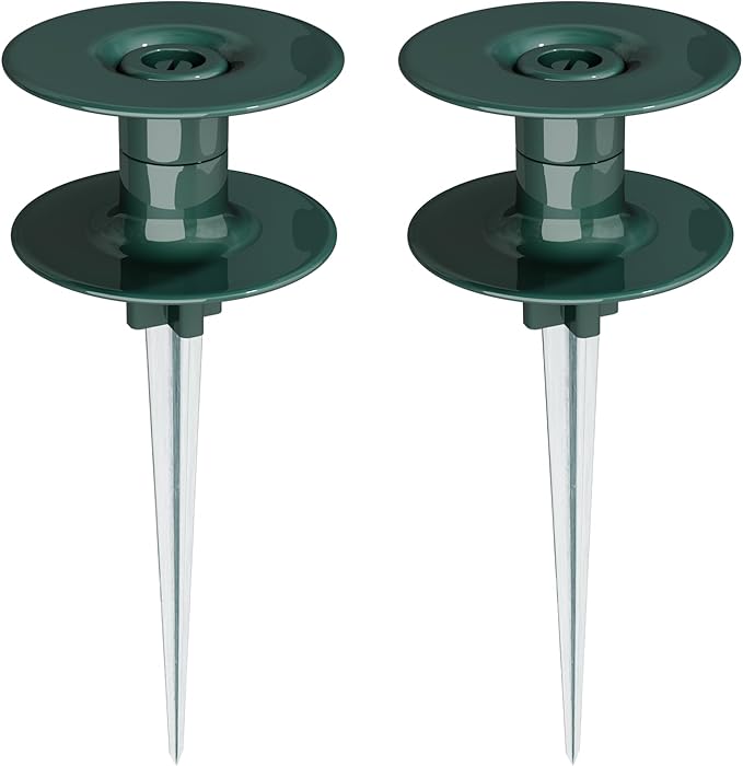 2PCS 10-Inch Garden Hose Guide Spikes – Rust-Free Zinc Metal Stakes, Heavy Spin Top for Keeping Hoses Away from Flower Beds