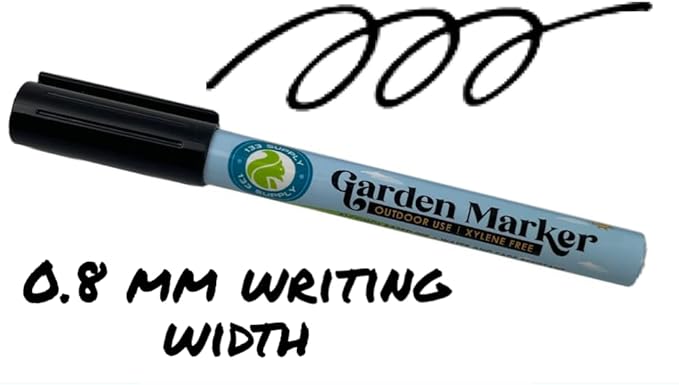 2 Pack Garden Marker Pen Permanent Markers Black (UV Fade Resistant Marker Pens for Plant Markers Garden Markers Waterproof Pen Black Markers Outdoor Marker for Garden Plant Labels 0.8mm)
