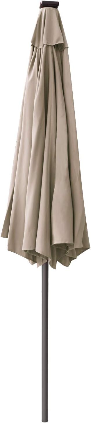 ABCCANOPY Durable Solar Led Patio Umbrellas with 32LED Lights 9FT (khaki)