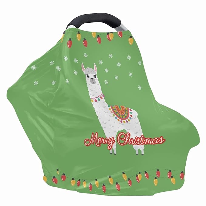 AFPANQZ Funny Alpaca Design Baby Car Seat Covers Multifunctional Infant Car Seat Canopy Cozy Nursing Breastfeeding Covers Baby' Car Seat Scarf Shield Breathable 360 Coverage for Babies Xmas