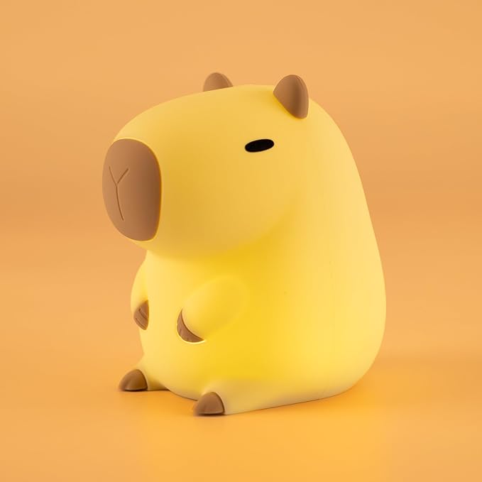 UNEEDE Cute Capybara Night Light, Novelty Animal Silicone Nursery Night Light Rechargeable Table Bedside Lamp with Touch Sensor for Bedroom Living Room Squishy Capybara Stuff Boys Girls Gifts