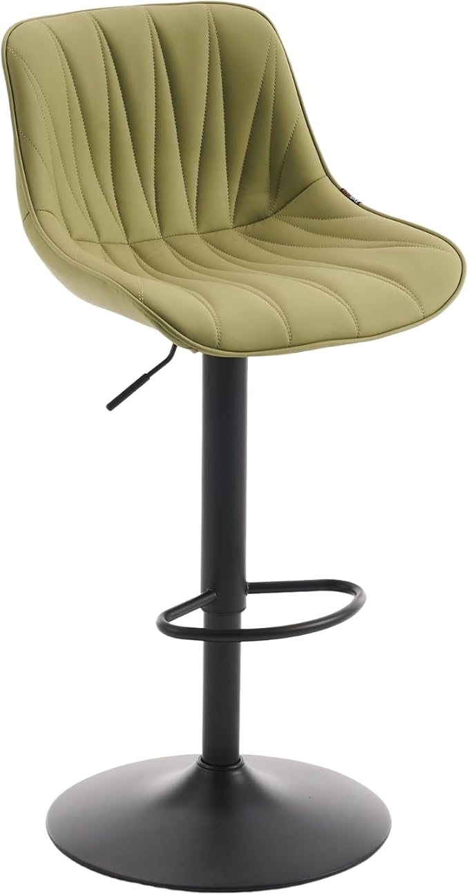 YOUNIKE Bar Stools Set of 2 for Kitchen Island, Grass Green Faux Leather Padded Counter Height Stools, Adjustable Swivel Barstools with Back, Modern Tall Stools with 300LBS Support