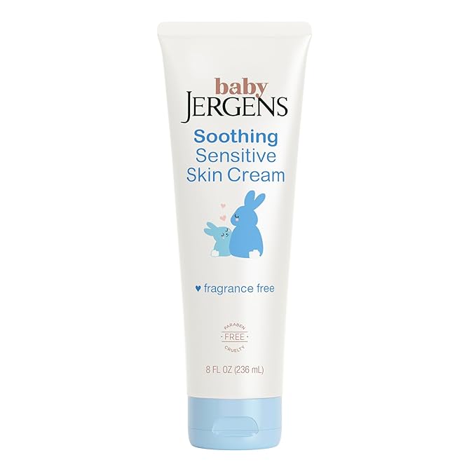 Jergens Baby Soothing Sensitive Skin Cream, Cream for Infant Dry Skin, Baby Cream for Dry Skin, Pediatrician-tested, Fragrance-free, 8 Fl Oz