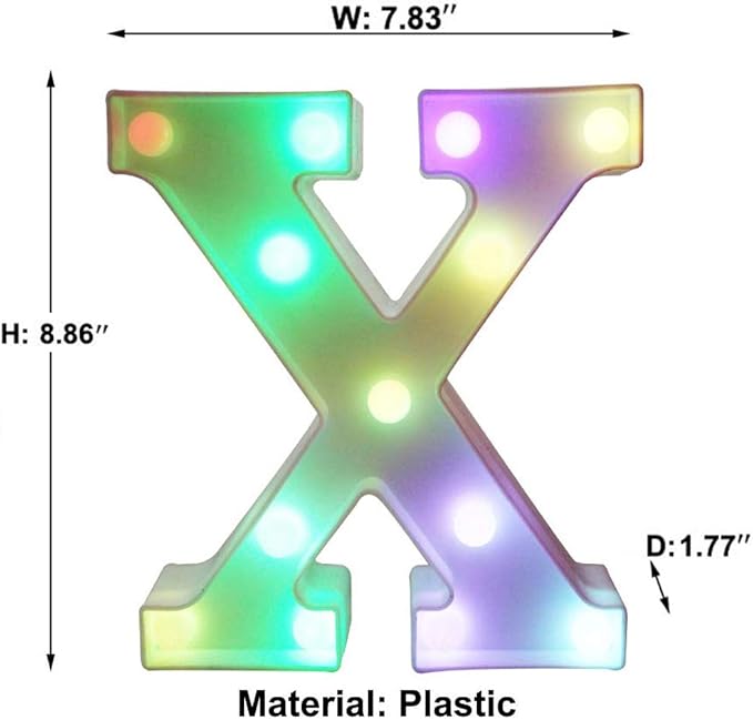 Pooqla Colorful LED Marquee Letter Lights with Remote – Light Up Marquee Signs – Party Bar Letters with Lights Decorations for The Home - Multicolor X