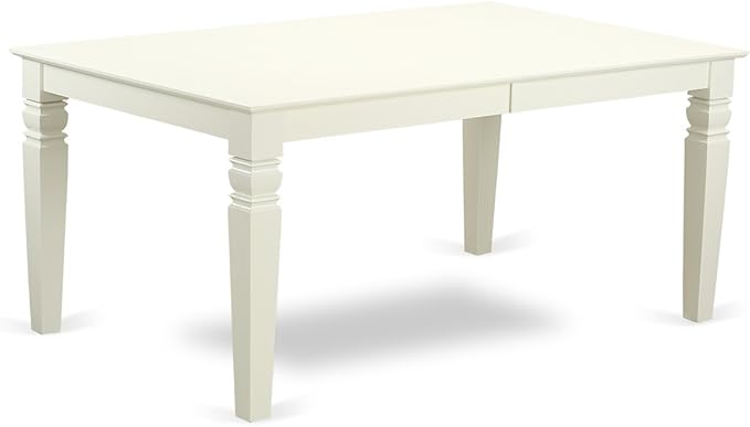 East West Furniture LGGR5-LWH-W 5 Piece Dining Room Table Set Includes a Rectangle Wooden Table with Butterfly Leaf and 4 Kitchen Dining Chairs, 42x84 Inch, Linen White