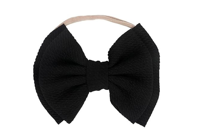 Baby Girl's 5 Inches Soft Double Bow-knot Nylon Headband Toddler Headdress for Photography Party Festivals (Black)