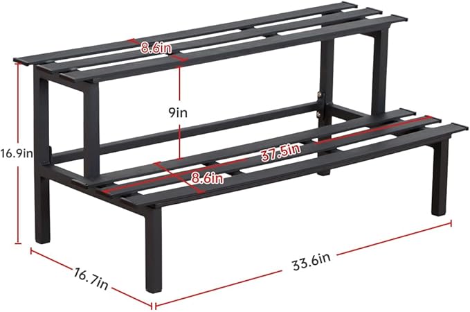 Sturdy 2-Tier Metal Plant Stand for Outdoor & Indoor, Decorative Planter Display Shelf Unit for Garden Patio Balcony Living Room