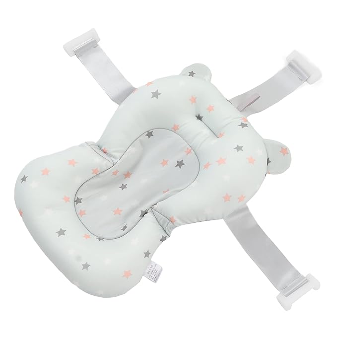 Baby Bath Seat Cushion, Floating Bath Support Mat Foldable Adjustable Infant Bath Supporter Newborn Bathtub Seat Cushion Nonslip Baby Bathtub Mat Baby Tub Pillow for 0‑12 Months