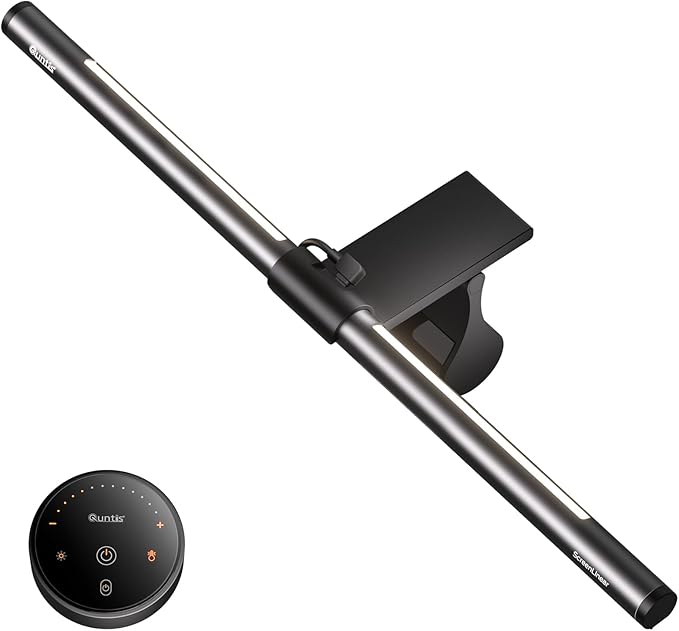 Quntis Computer Monitor Light Bar with Remote, Eye-Care Monitor Light Backlight Desk Lamp for Home Office Gaming, Stepless Dimming Brightness and Color Temperature, No Screen Glare, Gray