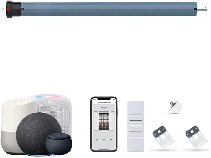Matter Over WiFi Smart Roller Shade Motor, Φ45mm AC 120V Electric Blind Motor, Works with HomeKit, Alexa, Google Home, SmartThings (50N.m Torque for Φ50mm（2") Groove Tube