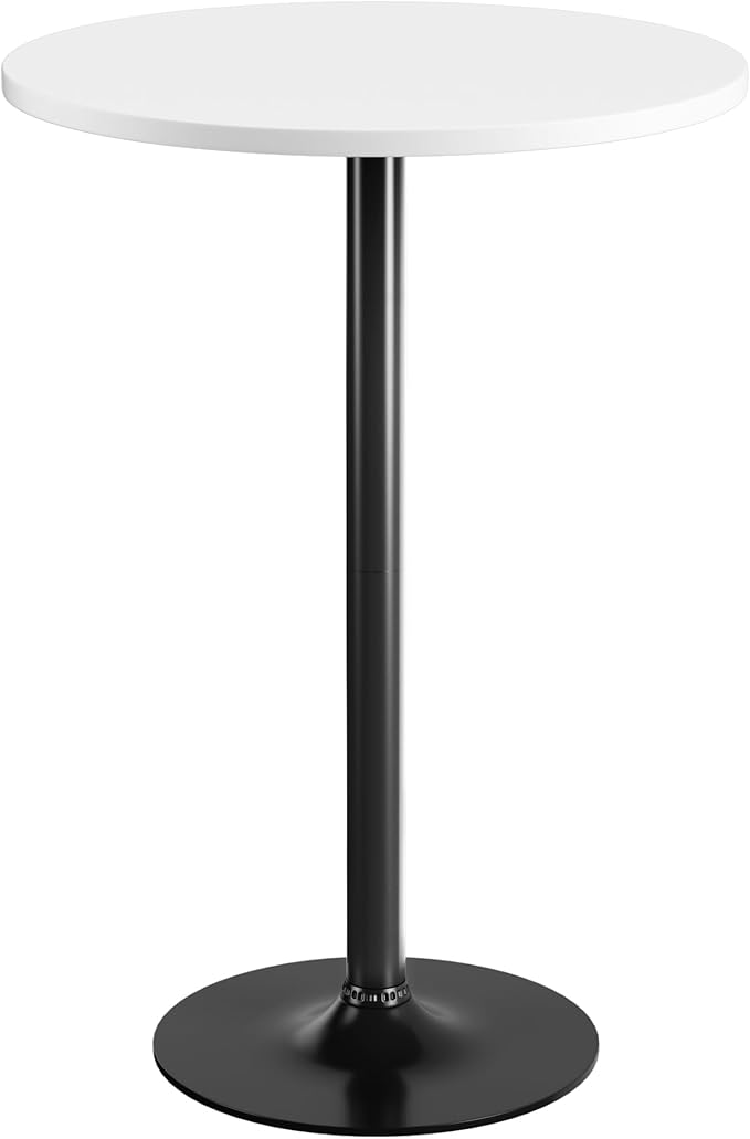 Homall Round Dining Table Bistro Pub 23.8 x 39.5 Inches Bar Table for Kitchen, Dining Room (1, White-Black)