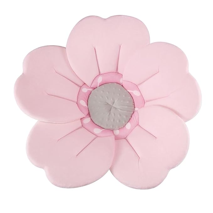 PandaEar Baby Bath Flower for Sink – Romantic Cherry Blossom Plush Mat – Soft Newborn Insert & Infant Bathtub Cushion – Non-Slip Quick-Dry Support – Shower Gift for Girls (Pink)