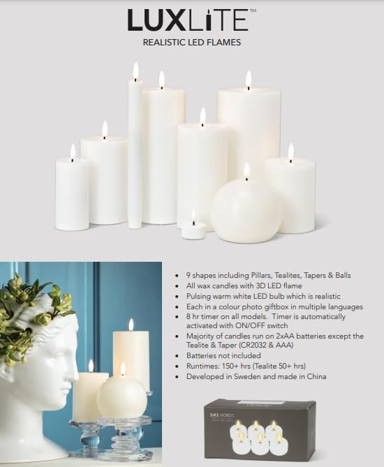 Abbott Collection Wax LED Flameless Ball Candle - White (4" D)