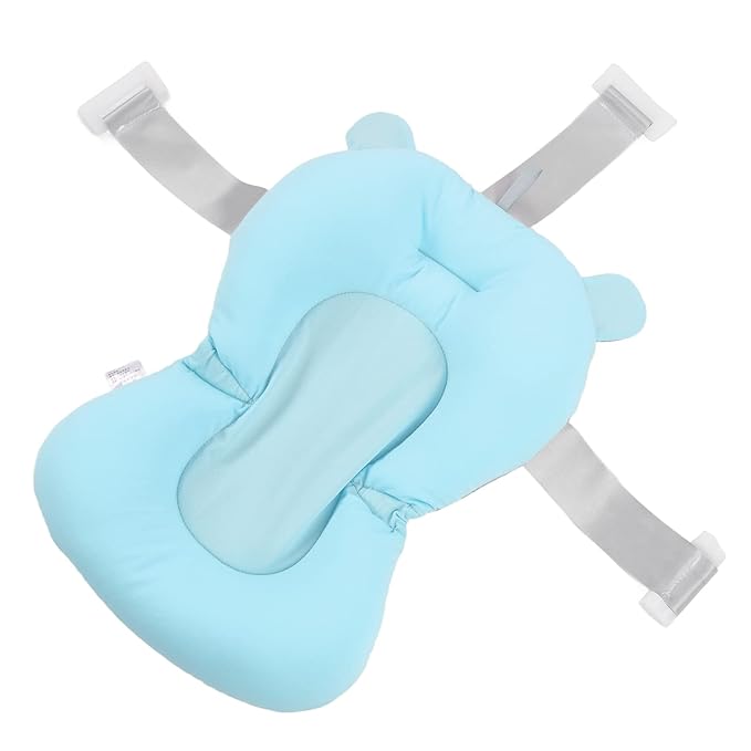 Baby Bath Seat Cushion Floating Safe Foldable Adjustable Infant Bath Supporter for Newborn Blue Bear, Supports Baby Body, Safety to Use, Easy to Clean, Odorless Material, Optimal (Blue Bear)