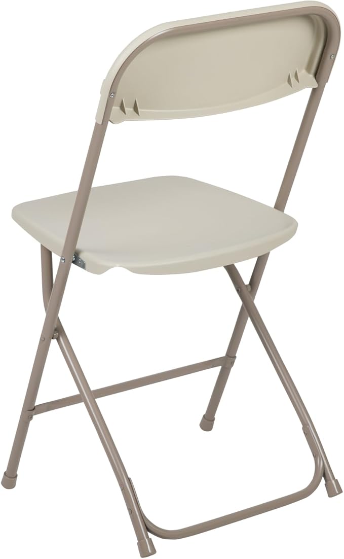 Flash Furniture Hercules Series Plastic Folding Chairs for Parties and Weddings, Stackable Commercial Event Seats, Set of 10, Beige
