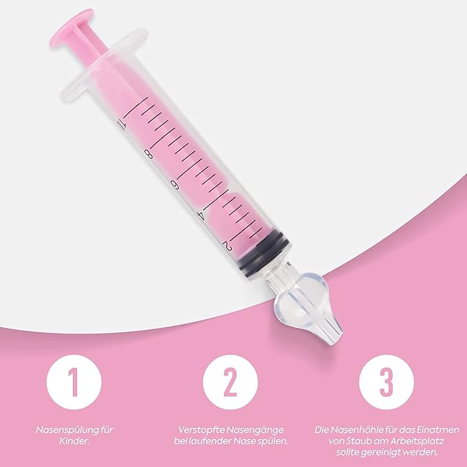 Baby Nose Sucker - 2PCS Professional Nasal Syringe with Cleanable, Reusable Silicone Tip for Irrigation, Spray, Hygiene (Pink)