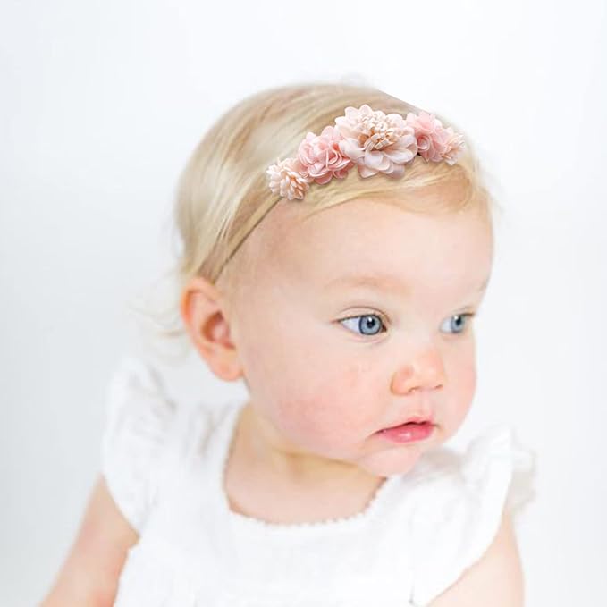6pcs Baby Headbands Nweborn Flower Hair Bows for Girls-Infant Elastic Hair Band Bows Wraps Baby Headband Hair Accessories Gifts for Toddles