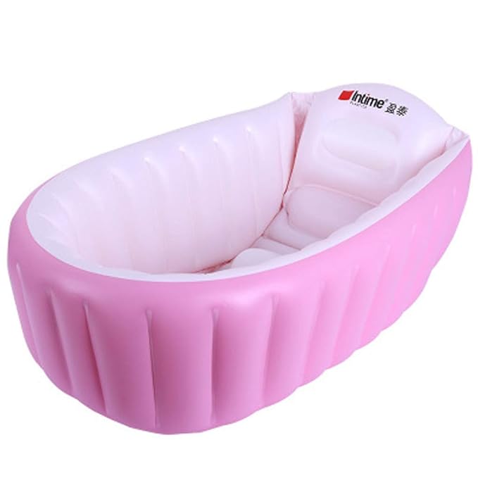 Inflatable Baby Bathtub, Kid Infant Toddler Infant Newborn Inflatable Foldable Shower Pool (Pink)