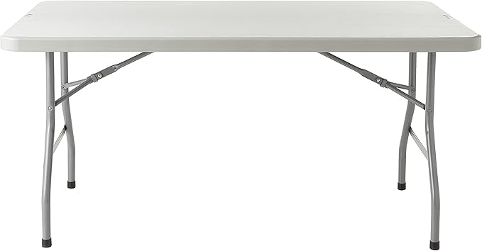 Office Star Resin Multipurpose Rectangle Folding Table for Indoor or Outdoor Use, 5 Feet Light Gray