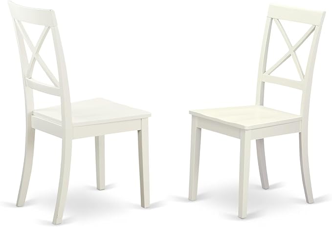 East West Furniture HBBO5-LWH-W 5 Piece Dining Room Furniture Set Includes a Round Kitchen Table with Pedestal and 4 Dining Chairs, 42x42 Inch, Linen White