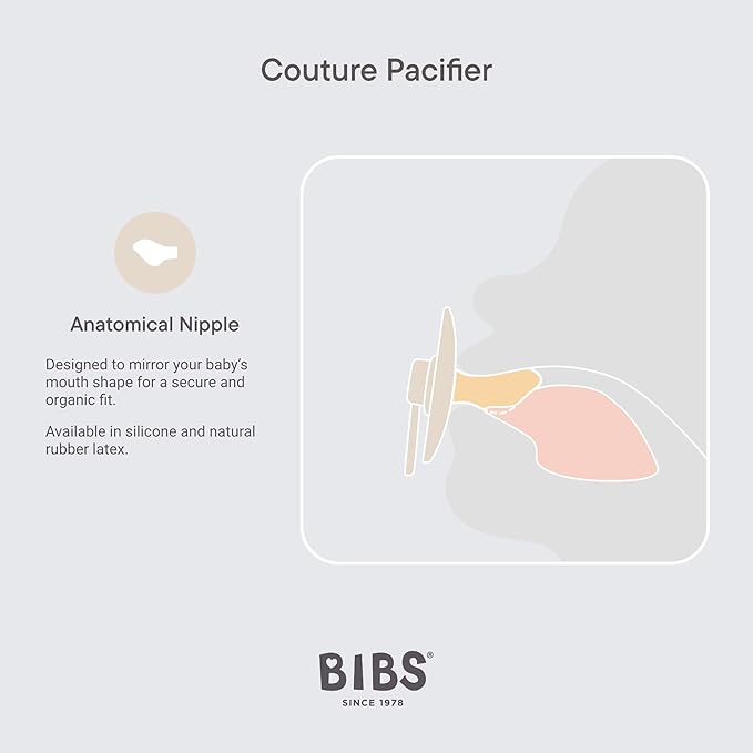 BIBS Pacifiers - Couture Collection | BPA-Free Anatomical Nipple | Silicone | Made in Denmark | Set of 2 Ivory/Sage Color Premium Soothers | Size 0-6 Months