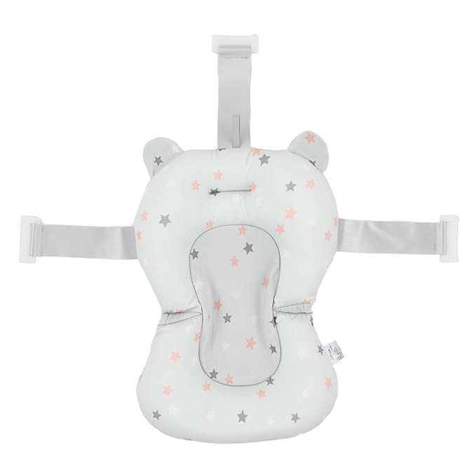 Baby Bath Seat Cushion, Floating Bath Support Mat Foldable Adjustable Infant Bath Supporter Newborn Bathtub Seat Cushion Nonslip Baby Bathtub Mat Baby Tub Pillow for 0‑12 Months