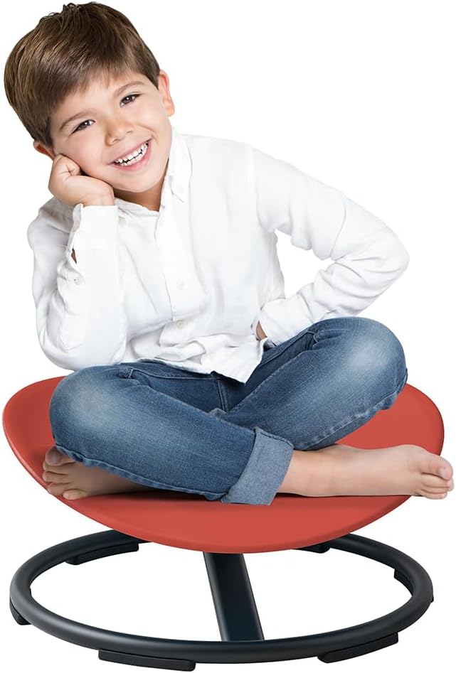 Swivel Chair for Kids, 360° Spinning Seat, Toddler Sit and Spin Wobble Chair, Sensory Balance Toys, Autism ADHD Chairs, Play Equipment Relief Motion Sickness for Boys Girls (Red)
