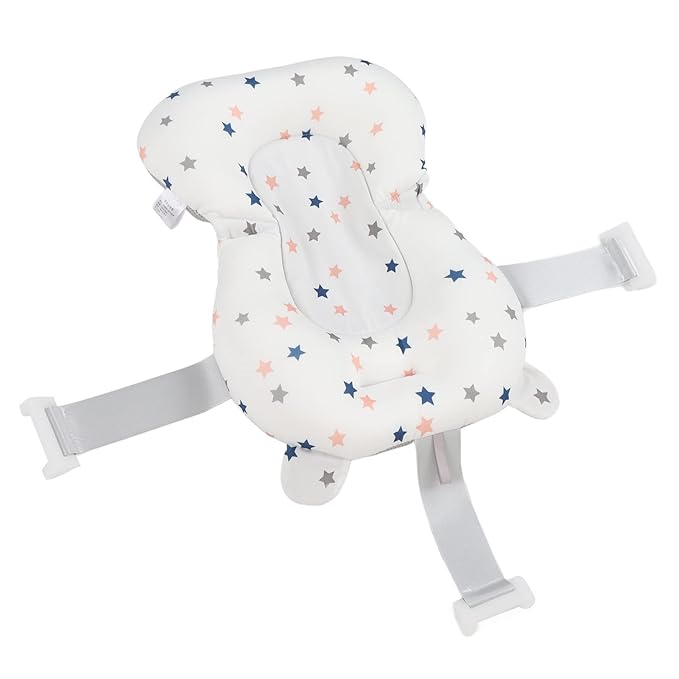 Baby Bath Seat Cushion, Floating Bath Support Mat Foldable Adjustable Infant Bath Supporter Newborn Bathtub Seat Cushion Nonslip Baby Bathtub Mat Baby Tub Pillow for 0‑12 Months